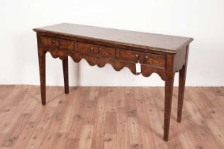 A Georgian style burr elm cottage dresser/side table