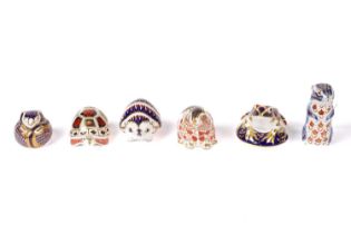 A collection of Royal Crown Derby decorative ceramic animal paperweights