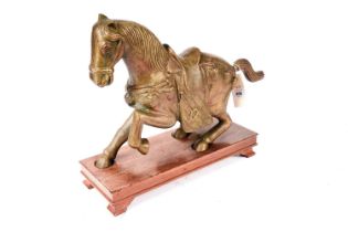 A Chinese cast brass sculpture of a horse