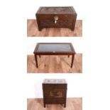 A blanket box, a bijouterie table and an Asian sewing box