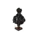 A bronzed spelter bust of Marie Antoinette