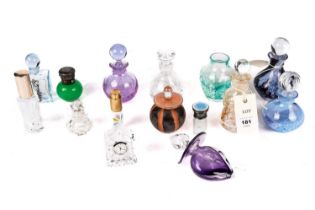 A collection of early 20th Century and later decorative scent bottles
