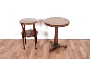 A Victorian games table and an Edwardian occasional table