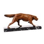An early 20th Century bronzed spelter figure of retriever
