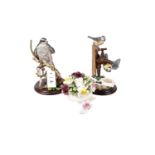 Two Country Artists resin bird sculptures and a Royal Doulton bowl