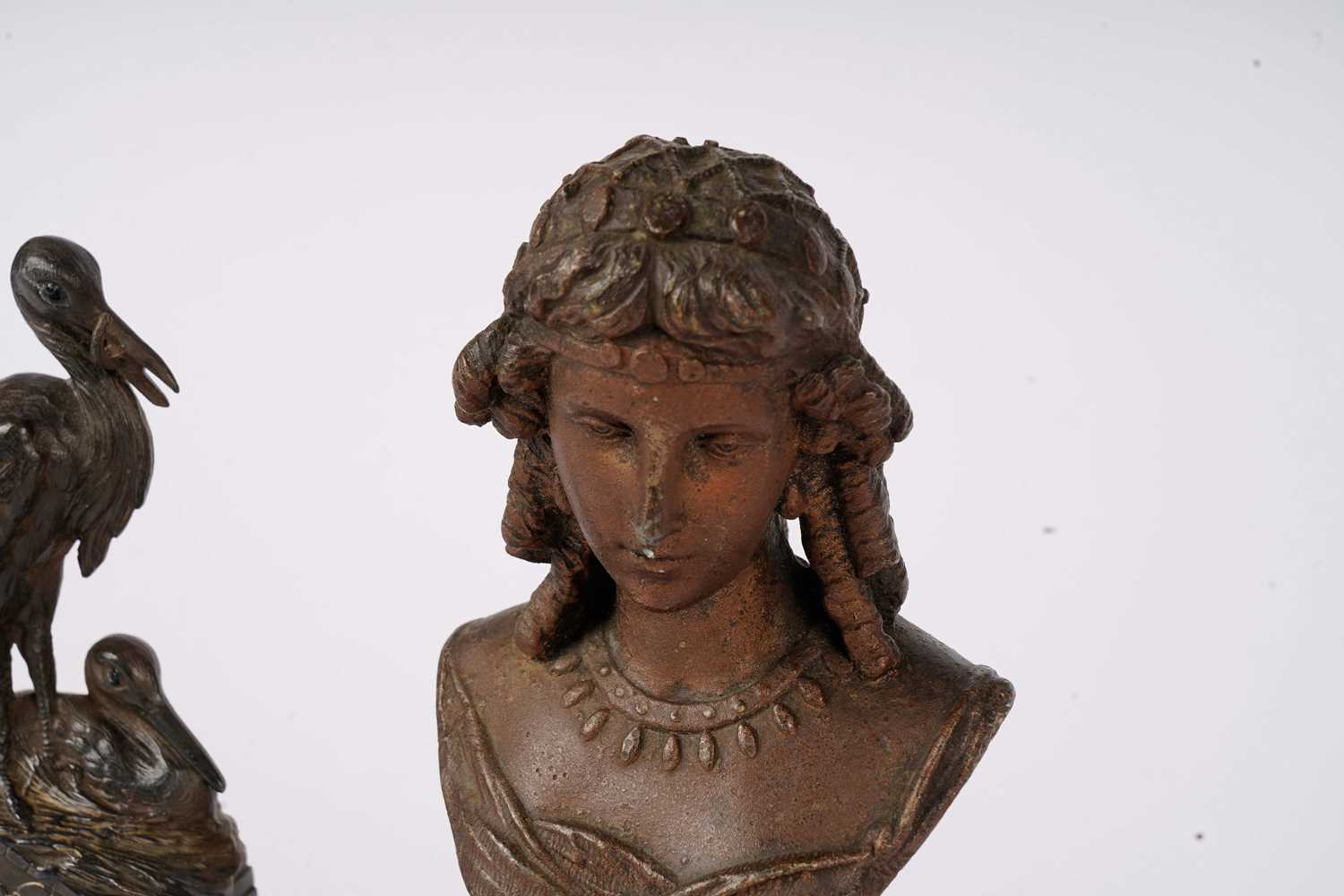 An early 20th Century bronzed cast spelter figure group - Image 3 of 4