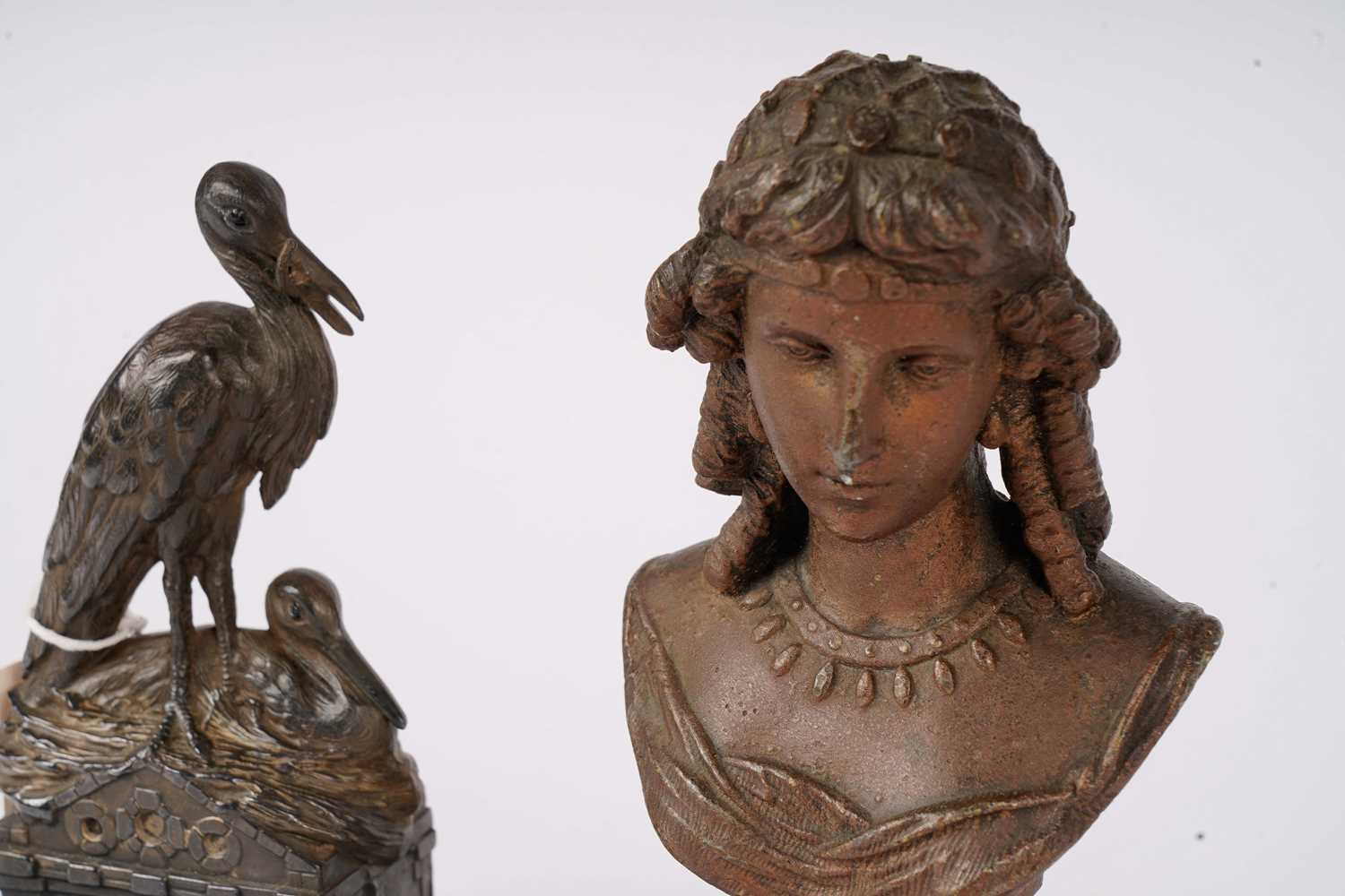 An early 20th Century bronzed cast spelter figure group - Image 4 of 4