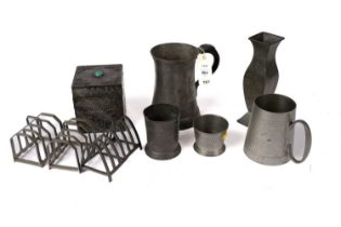 A selection of pewter items