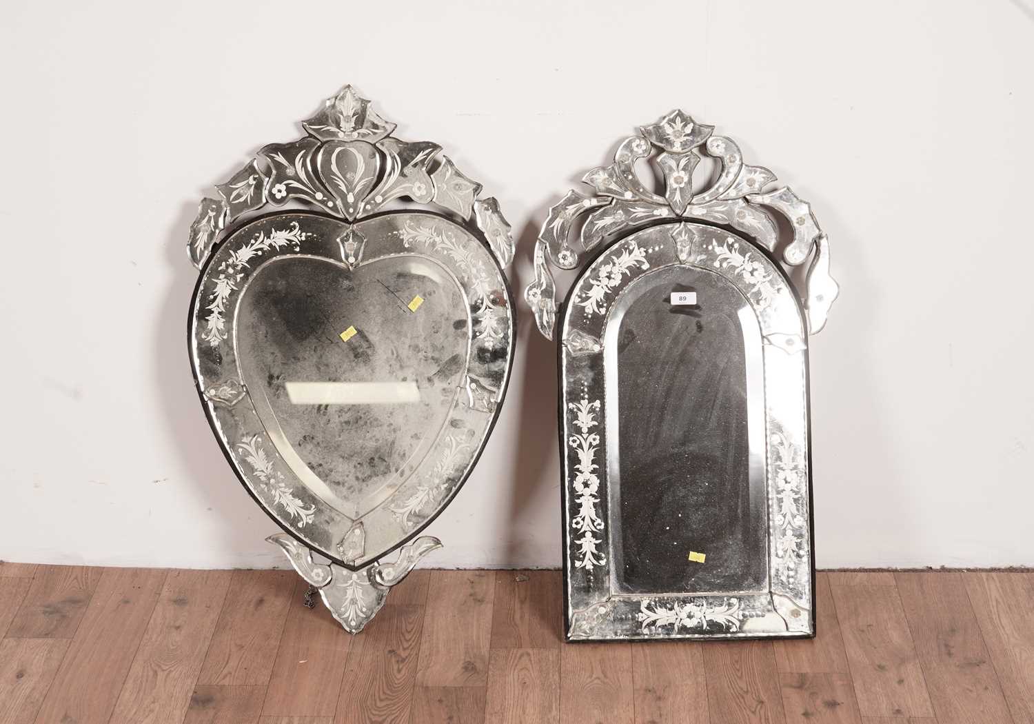 Two modern Venetian style wall mirrors