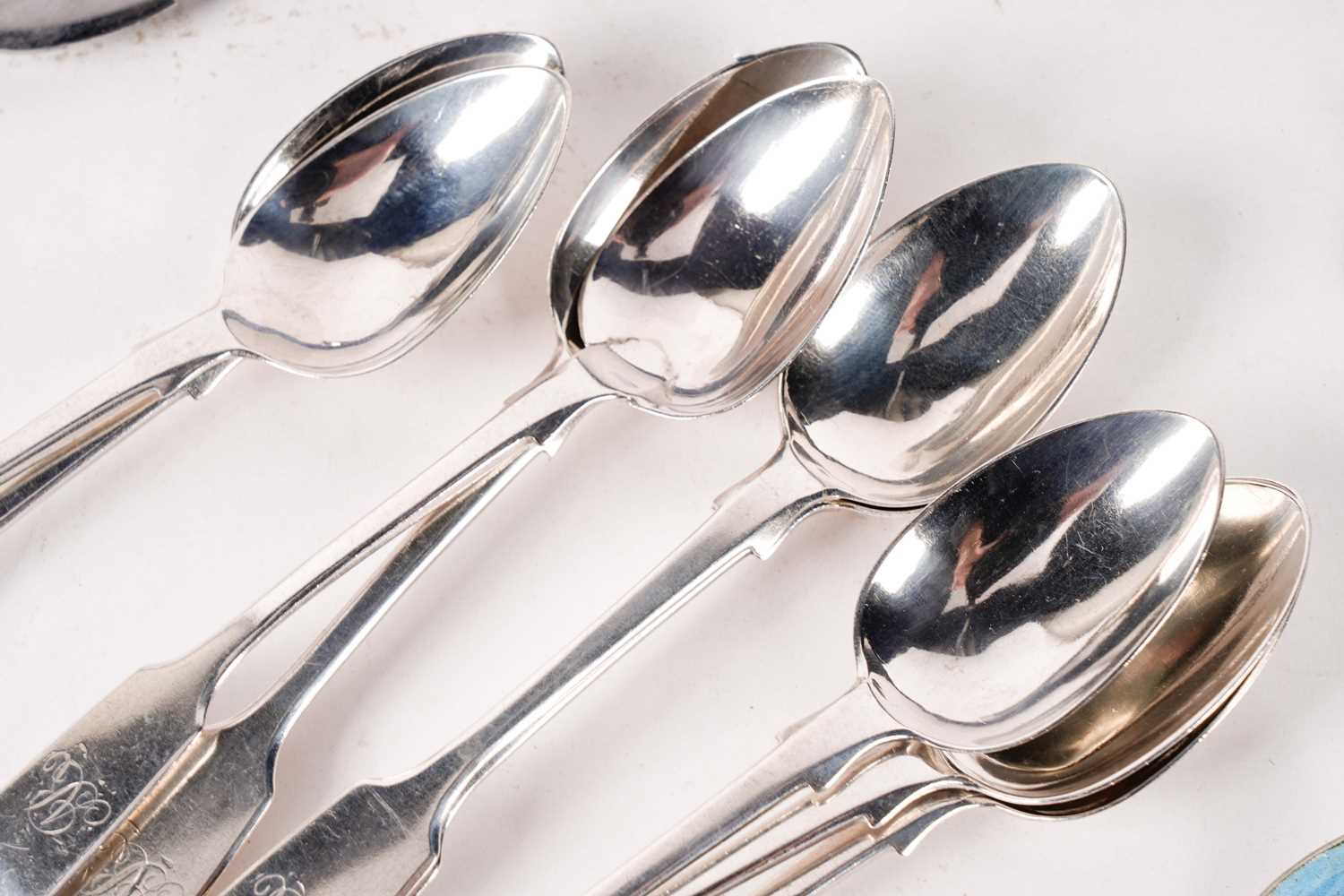 A selection of silver and silver plated spoons and tableware - Image 6 of 8