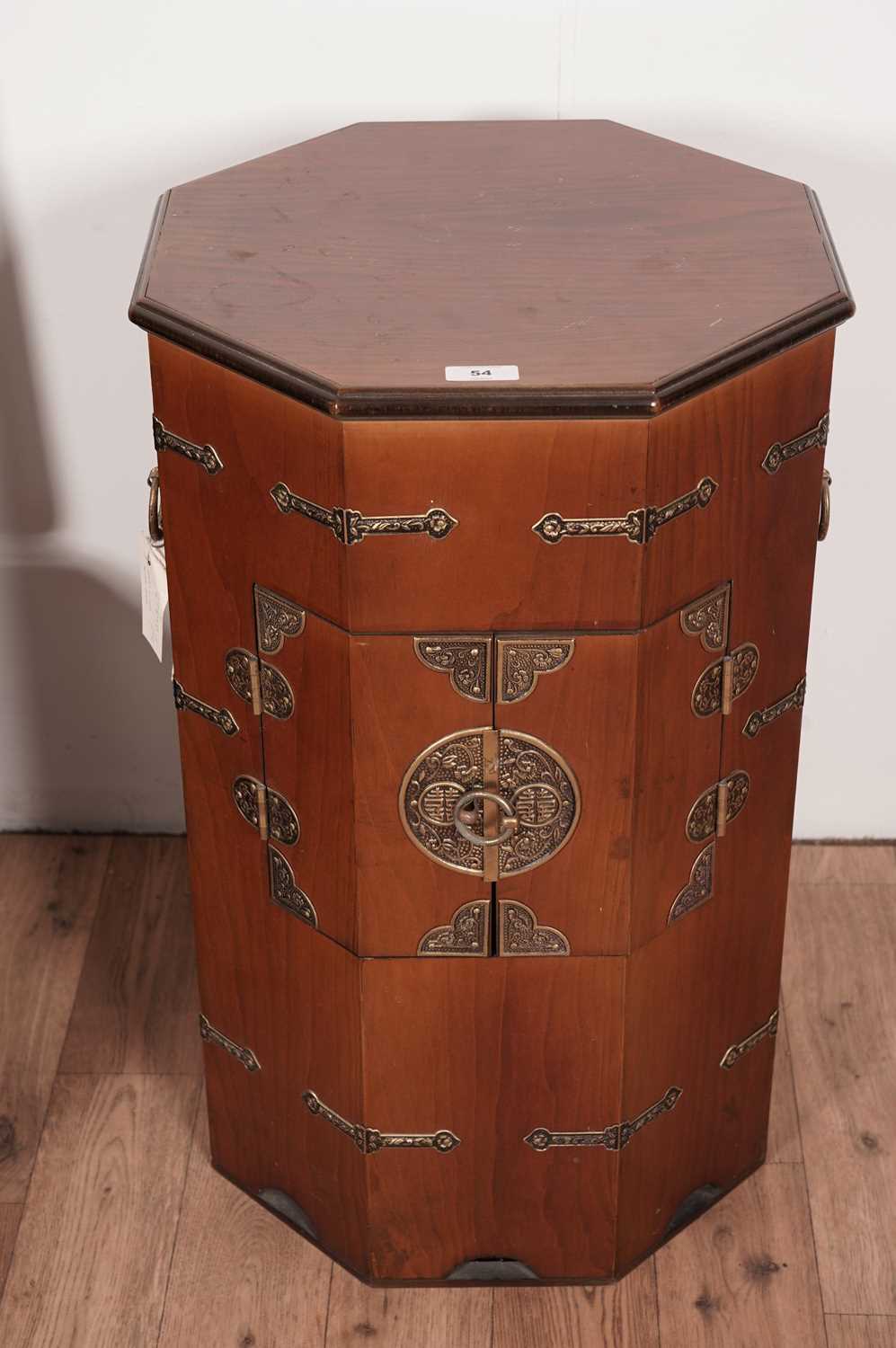 A modern Asian octagonal two-handled cabinet and a blanket box. - Image 6 of 7