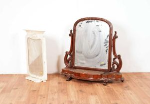 A Victorian mahogany toilet swing mirror with another