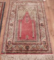 A modern silk Persian prayer rug