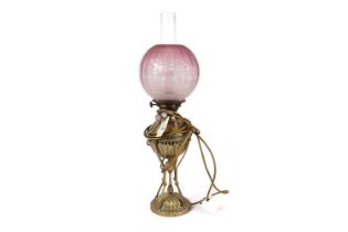 A 19th Century brass oil lamp