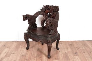 A Chinese carved hardwood chair