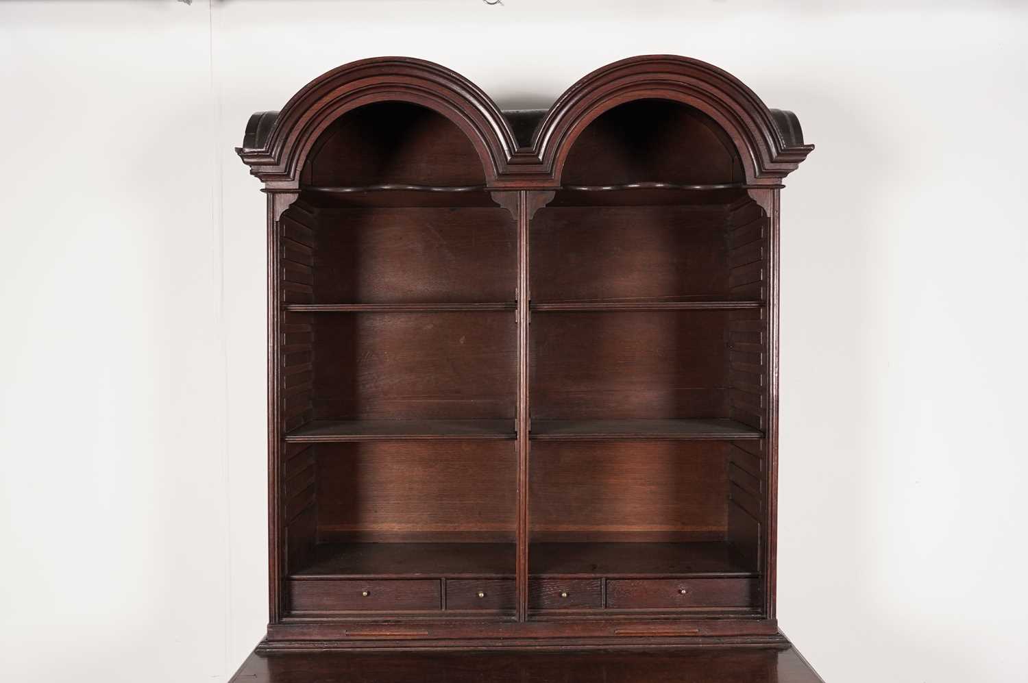 A Georgian style oak double dome bookcase cabinet - Image 5 of 6