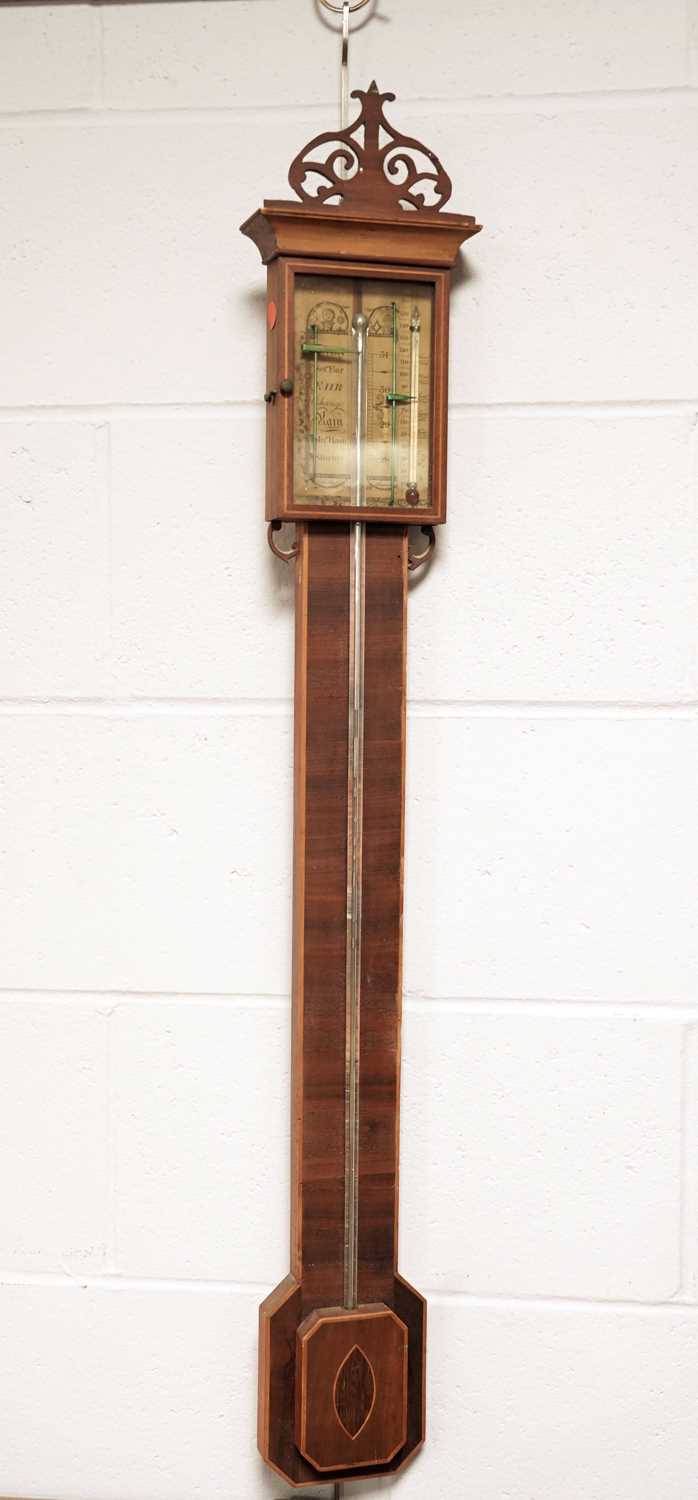 A mid-19th Century inlaid mahogany stick barometer, by Charles Howarth of Halifax - Image 5 of 8