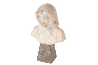 A 19th Century alabaster bust of a young girl