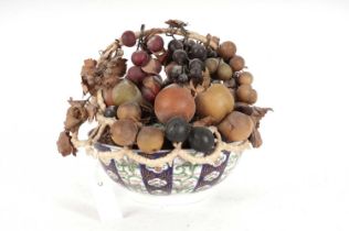 A display of late 19th Century wax fruit, in an imari bowl