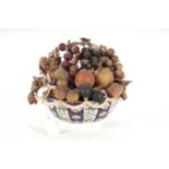 A display of late 19th Century wax fruit, in an imari bowl