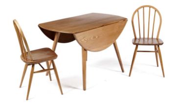 Lucian Ercolani for Ercol: A drop leaf table, model 284, and two chairs, Model 400.