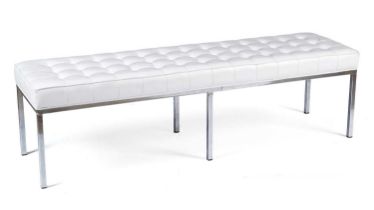 A modern white leather bench