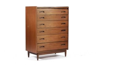 White and Newton: A retro teak chest of drawers of upright form