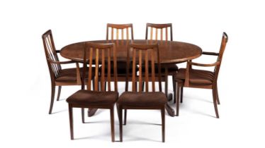 Victor B Wilkins for G Plan - Fresco: A retro teak extending dining table and six chairs