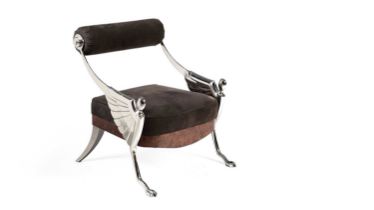 After Mark Brazier Jones - Son of Atlantis Chair: A late 20th century chrome and walnut lounge chair