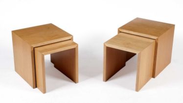 Two sets of modern hardwood nest of tables
