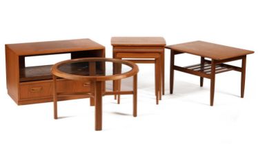 A collection of retro teak furniture including G Plan