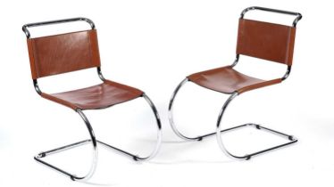 After Mies Van Der Rohe - MR10 - A pair of vintage 1960's chrome plated cantilever chairs