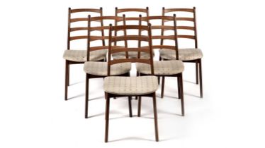 A set of six Danish inspired retro teak ladderback dining chairs