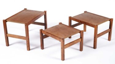 A mid Century Danish inspired teak nest of graduating tables