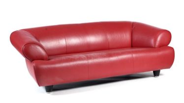 Anita Schimdt for De Sede - Model DS91: red three seater sofa