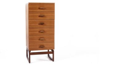 G Plan - Quadrille: A retro teak upright chest of drawers