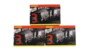 Three sets of Hornby 00-gauge freight rolling stock weathered, boxed and in cardboard slip