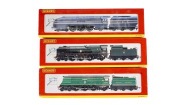 Three boxed Hornby 00-gauge locomotives and tenders