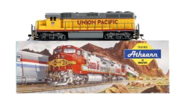 A Bachmann 'Union Pacific' 12-wheel model train and another similar