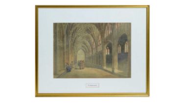 George Cattermole - The Cloister at Gloucester Cathedral | watercolour