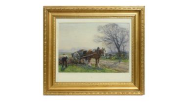 John Atkinson - Loading the Hay Cart | watercolour