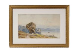 William Baker - A Pony and Trap by a Lake | watercolour