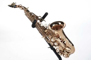 A lacquered brass Soprano saxophone engraved FF