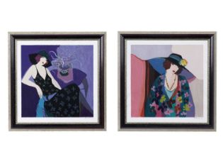 After Itzchak Tarkay - Two portraits of fashionable ladies | limited edition serigraphs