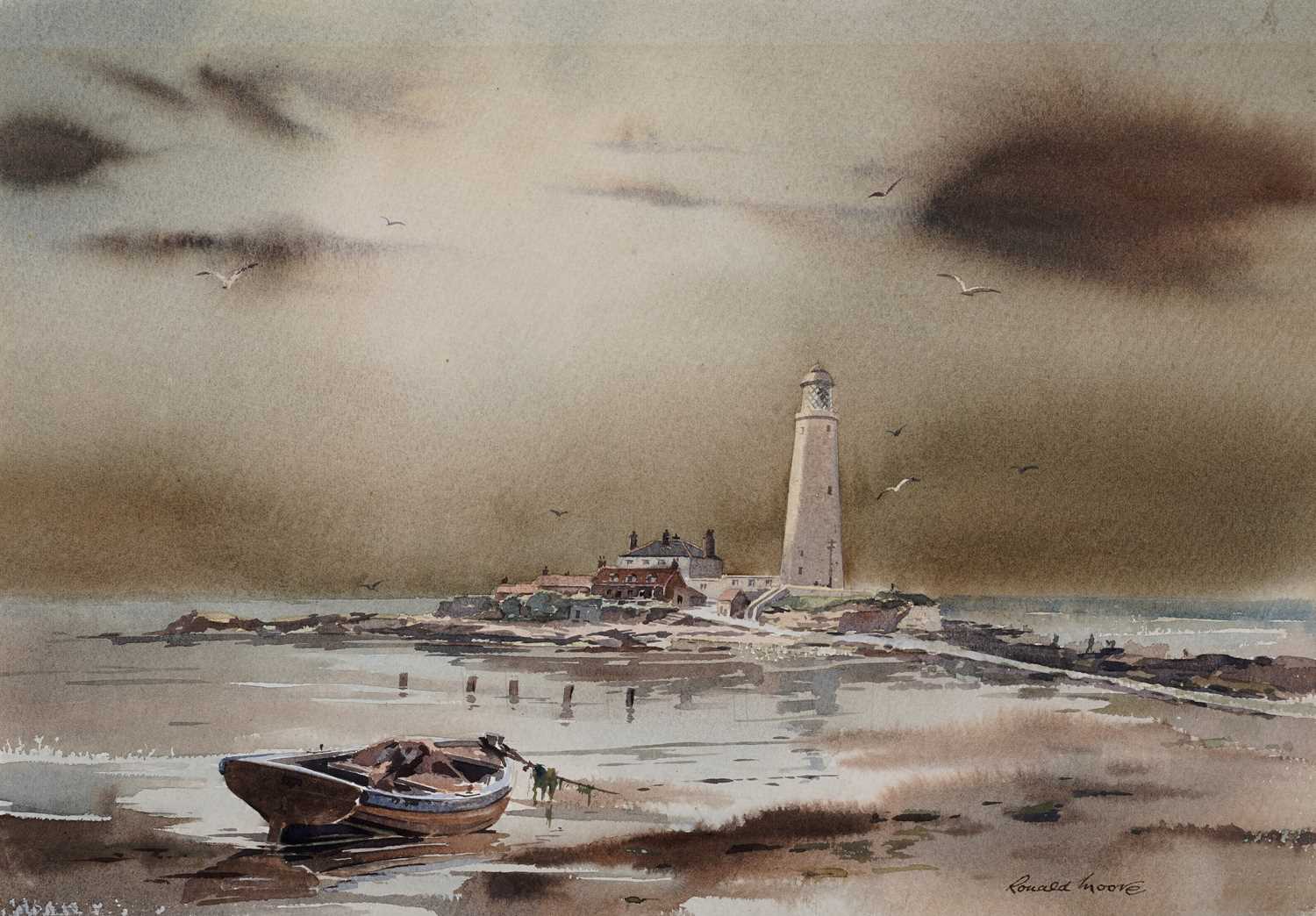 Ronald Lambert Moore - St Mary's Island, off Whitley Bay | watercolour - Image 2 of 4