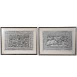 Lopez - Two Mexican folk art scenes | ink on amate bark paper