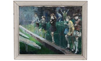Joyce Mary Tully - Children and Railings | oil