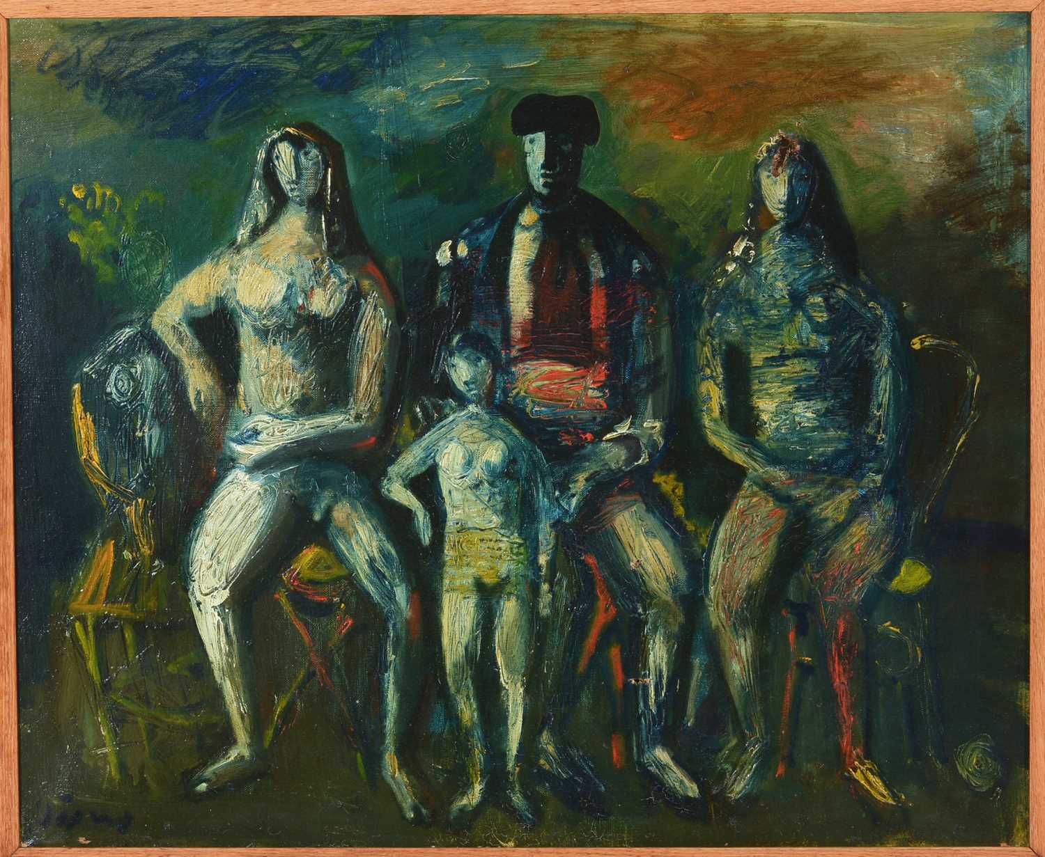 Follower of Pablo Picasso - Figures and Chairs | oil - Image 4 of 6