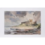 Ronald Lambert Moore - Crepuscular Rays over Bamburgh | watercolour