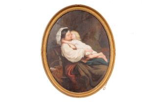 19th Century Italian School - Portrait of a Mother and Child | oil